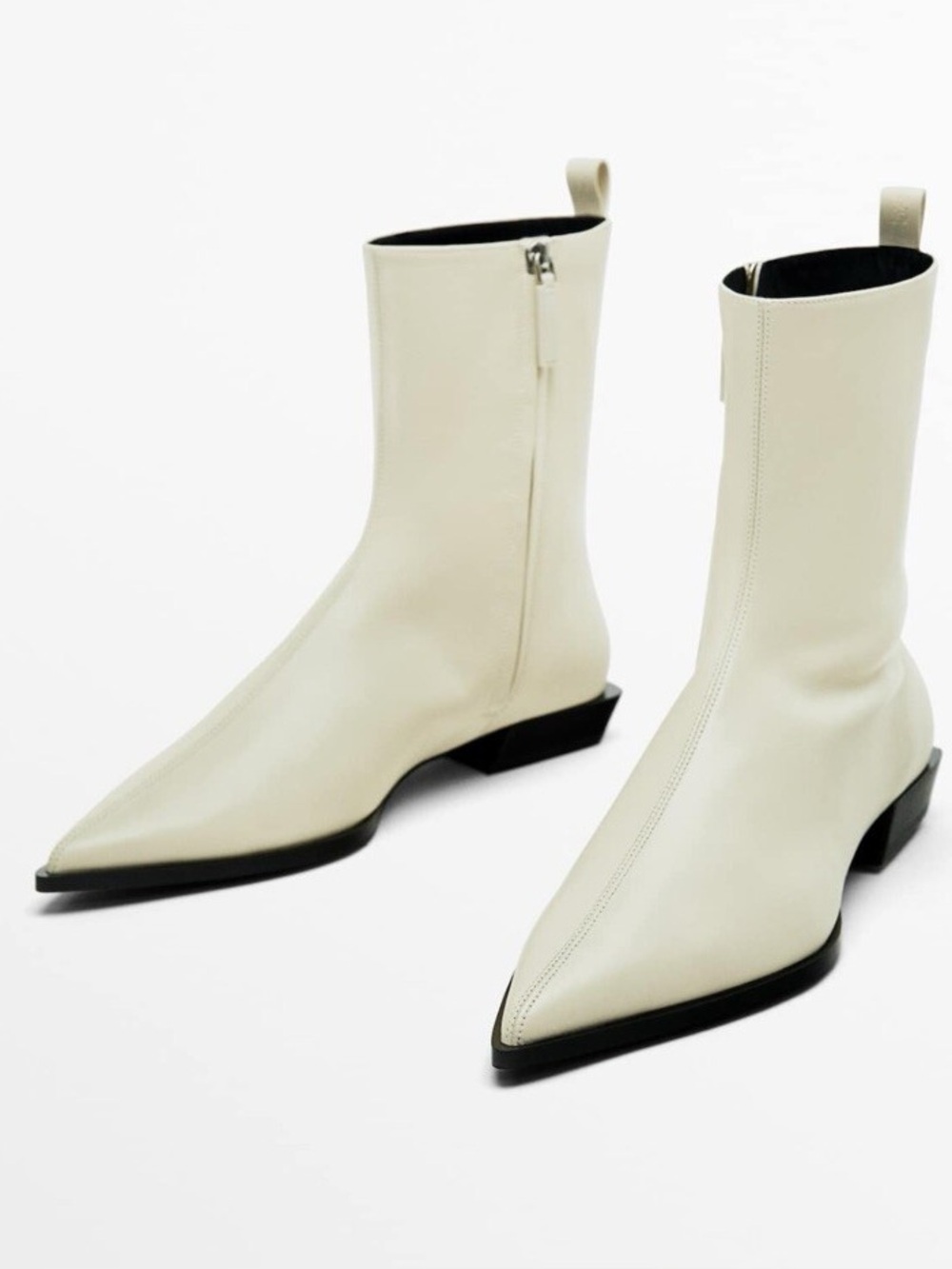MASSIMO DUTTI Ladies LEATHER ANKLE BOOTS - LIMITED EDITION Cream Colour SIZE  9